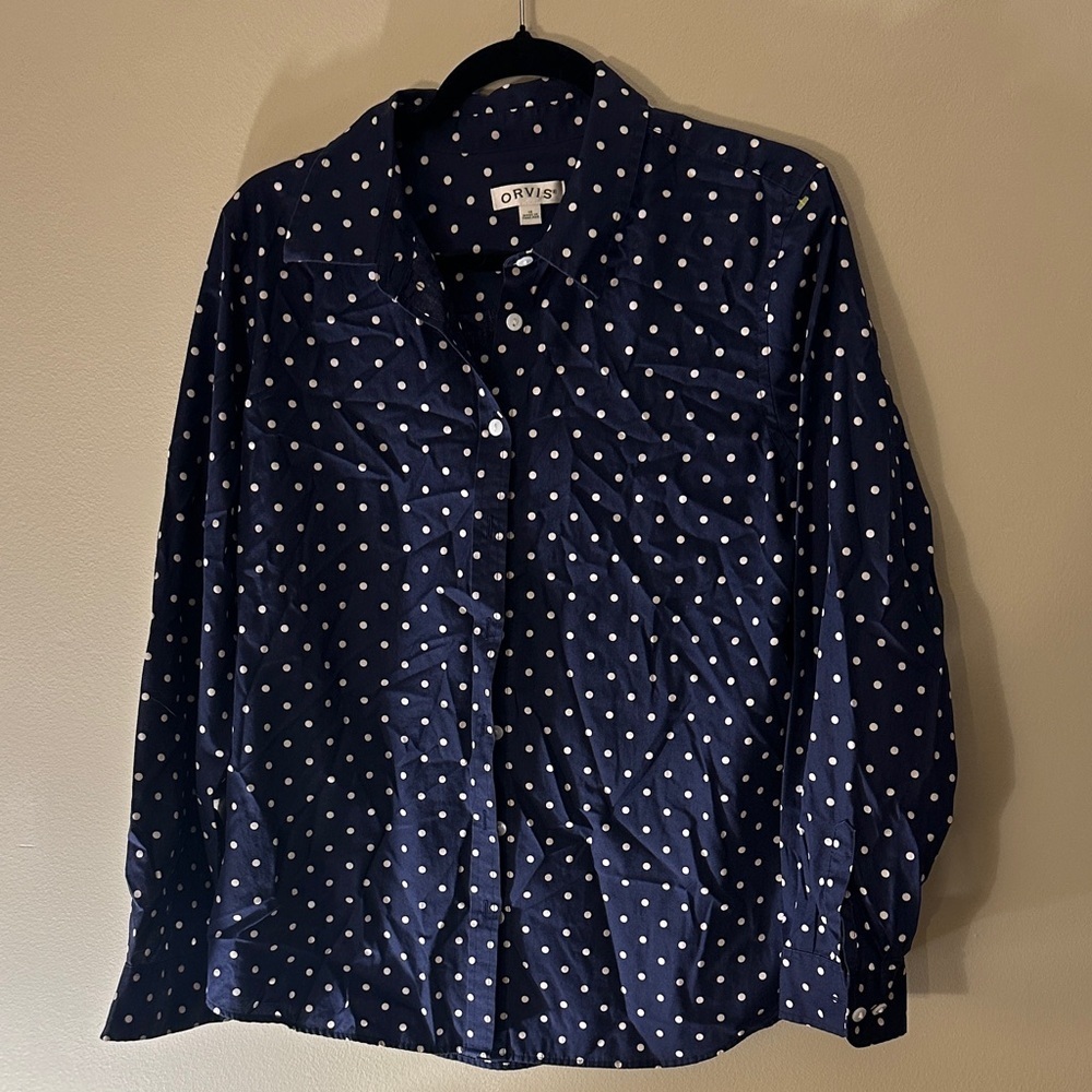 Orvis Dark Blue Polka Dot Shirt